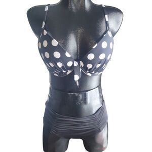 La Vie En Rose Black and White Polka Dot Bikini Set XL